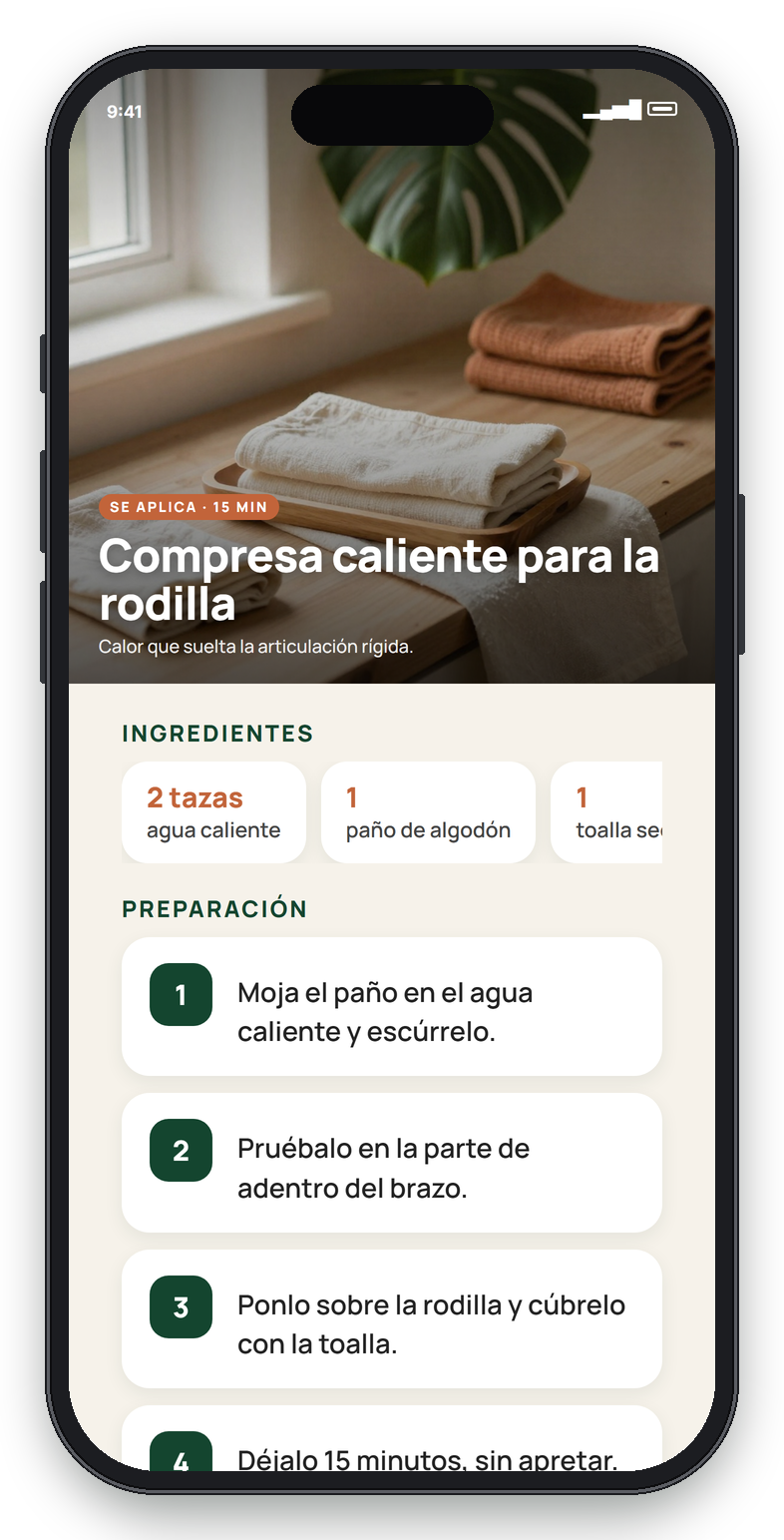 Página real en el celular: Compresa caliente para la rodilla — Sección 2, Articulaciones