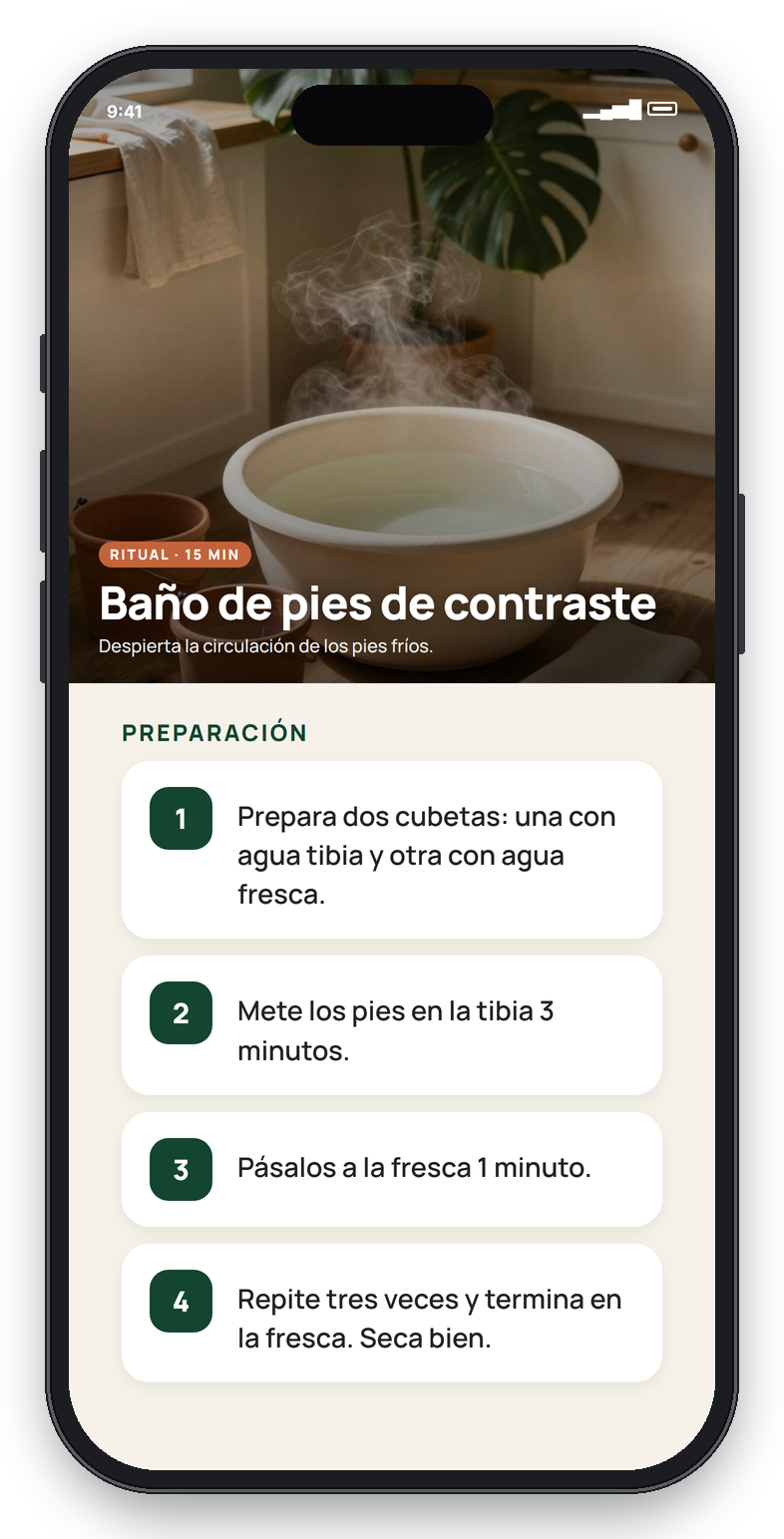 Página real en el celular: Baño de pies de contraste — Sección 6, Circulación